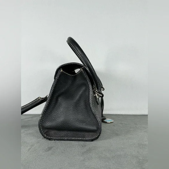 Dooney and Bourke Black Pebbled Leather Satchel with Key Lock and Duck Charm - Picture 4 of 12